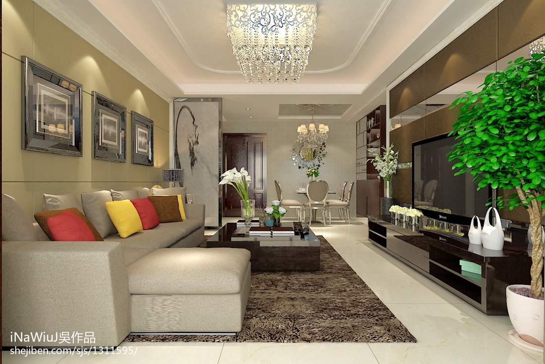 现代客厅室内装修配饰效果图 – 设计本装修效果图